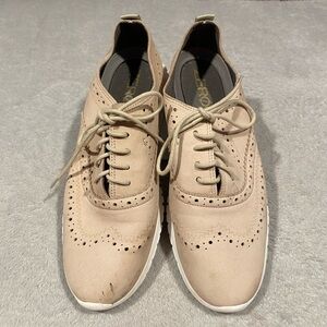 Cole Haan Women's Zerogrand Oxford Sneaker Wingtip Brogue Cream Tan Shoe Size 7B